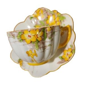 Vtg Paragon Teacup & Saucer Yellow Primrose 9448 By Appointment